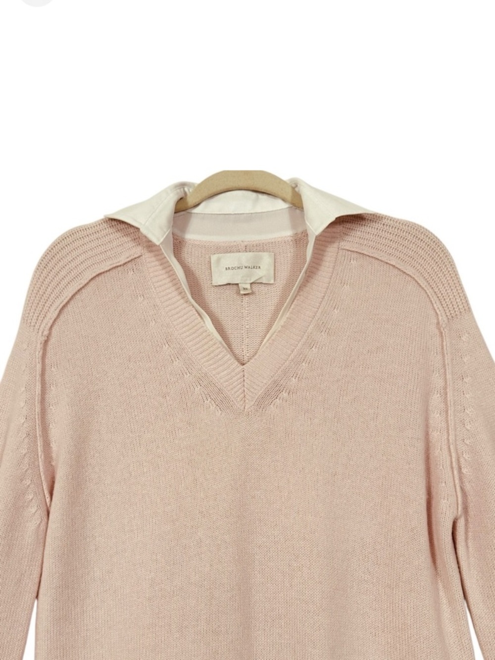 Brochu Walker The Layer Looker Cashmere Blend V Neck Sweater Paloma M - Picture 8 of 14